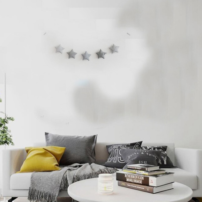Nordijska soba za bebe Ručno izrađene girlande zvijezda za dječju sobu Božićni zidni ukrasi za dječju sobu Rekviziti za fotografije Sivi