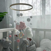 Cloud Dreamcatcher Baby Lova Barškučiai Lovytei Veltinis Plaukų Kamuoliukai Besisukantis Lovos Varpelis Kūdikių Kambariui Lova Pakabinamas Dream Catcher pakabuko dekoras