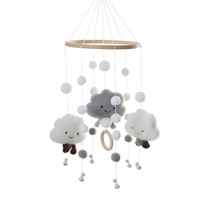 Cloud Dreamcatcher Baby Lova Barškučiai Lovytei Veltinis Plaukų Kamuoliukai Besisukantis Lovos Varpelis Kūdikių Kambariui Lova Pakabinamas Dream Catcher pakabuko dekoras
