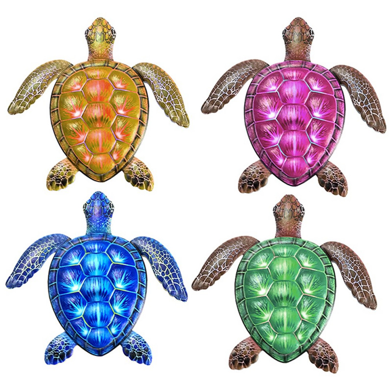 Seria oceanică broasca țestoasă din metal pentru interior în aer liber sufragerie colorată agățată sculptură de fier artă decor de perete acasă grădină cadou balcon