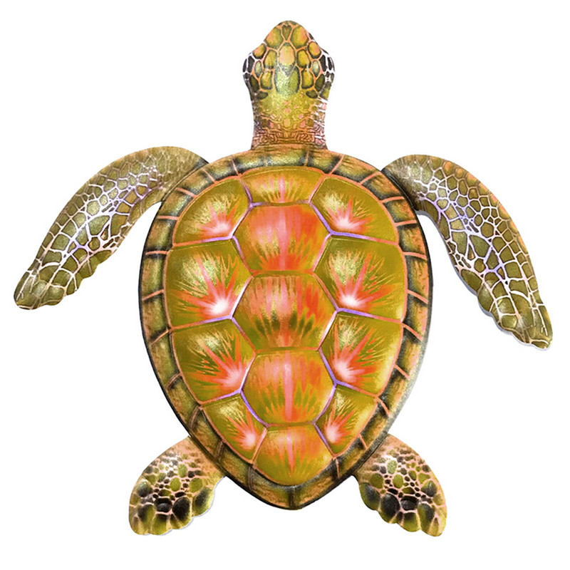 Seria oceanică broasca țestoasă din metal pentru interior în aer liber sufragerie colorată agățată sculptură de fier artă decor de perete acasă grădină cadou balcon