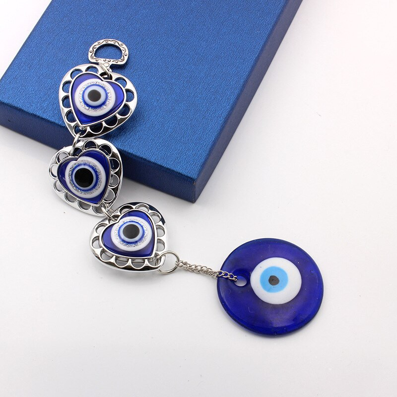 3Love Szívvédelem Szerencsés ajándék Törökkék Evil Eye Lógó Dekor Autós Otthon Kulcstartó Medál Amulettek Dísz Szélcsengő