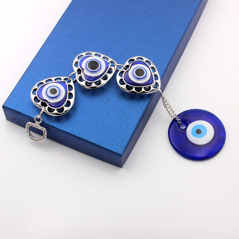 3Love Szívvédelem Szerencsés ajándék Törökkék Evil Eye Lógó Dekor Autós Otthon Kulcstartó Medál Amulettek Dísz Szélcsengő