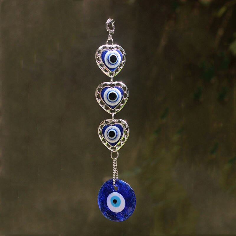 3Love Szívvédelem Szerencsés ajándék Törökkék Evil Eye Lógó Dekor Autós Otthon Kulcstartó Medál Amulettek Dísz Szélcsengő