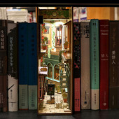 „Pasidaryk pats“ knygų kampelio lentynos įdėklas Bookend Lėlių namelio namų dekoracijos Kambario dėžutės statybinis rinkinys Mediniai knygų lentynos žaislai vaikams Dovanos mergaitėms