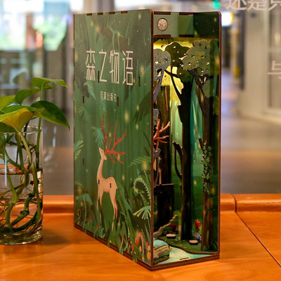 „Pasidaryk pats“ knygų kampelio lentynos įdėklas Bookend Lėlių namelio namų dekoracijos Kambario dėžutės statybinis rinkinys Mediniai knygų lentynos žaislai vaikams Dovanos mergaitėms