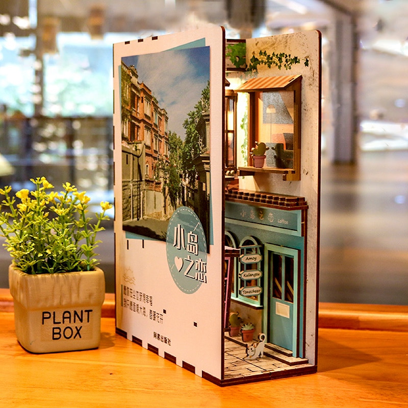 „Pasidaryk pats“ knygų kampelio lentynos įdėklas Bookend Lėlių namelio namų dekoracijos Kambario dėžutės statybinis rinkinys Mediniai knygų lentynos žaislai vaikams Dovanos mergaitėms