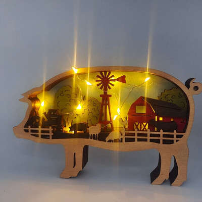 Karácsonyi fa dinoszaurusz Triceratops erdei állatok lakberendezési kiegészítők asztali kiegészítők figurák belső miniatűr tárgyak