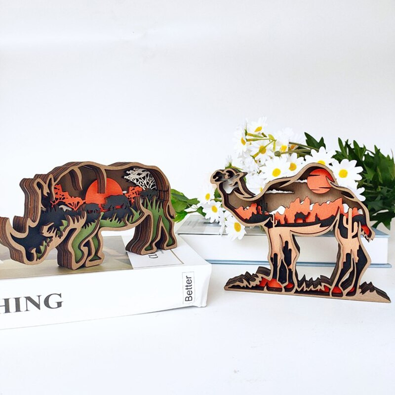 Karácsonyi fa dinoszaurusz Triceratops erdei állatok lakberendezési kiegészítők asztali kiegészítők figurák belső miniatűr tárgyak