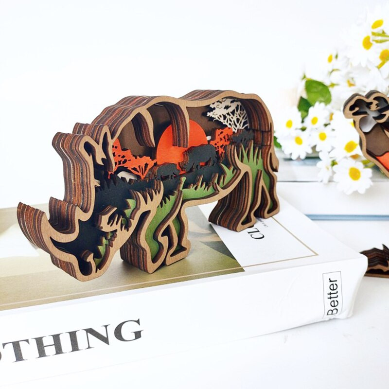 Karácsonyi fa dinoszaurusz Triceratops erdei állatok lakberendezési kiegészítők asztali kiegészítők figurák belső miniatűr tárgyak