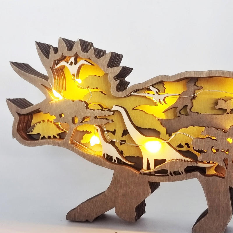 Karácsonyi fa dinoszaurusz Triceratops erdei állatok lakberendezési kiegészítők asztali kiegészítők figurák belső miniatűr tárgyak