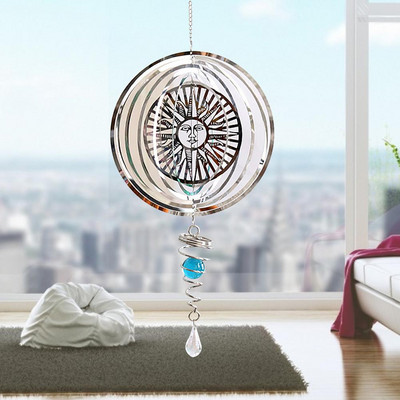 Sun God Wind Spinner Περιστρεφόμενο Wind Chime Μεταλλικό κρεμαστό Spinner Διακόσμηση παραθύρου σπιτιού Στολίδι Μπαλκόνι με σπειροειδή ουρά Ball Center