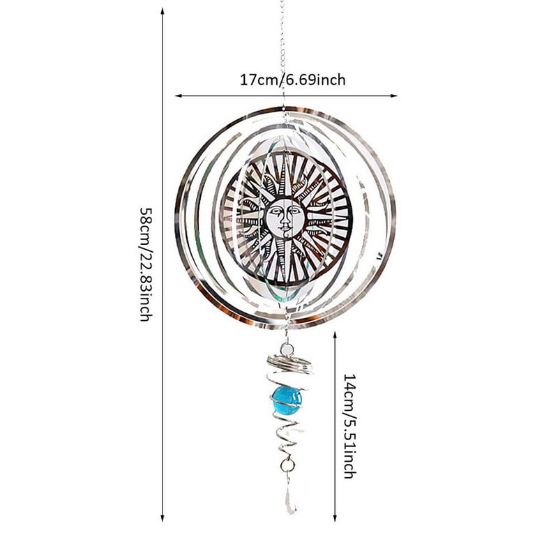 Saulės dievo vėjo suktukas besisukantis vėjo varpelis metalinis pakabinamas suktukas namų dekoro lango balkono ornamentas su spiraliniu uodegos kamuoliuko centru