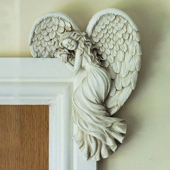 Απλό στολίδι αγγέλου με φτερά σε σχήμα καρδιάς Χειροτεχνίες από ρετρό ρητίνη για διακόσμηση σπιτιού σαλονιού κρεβατοκάμαρας TS2 Figurines Miniature