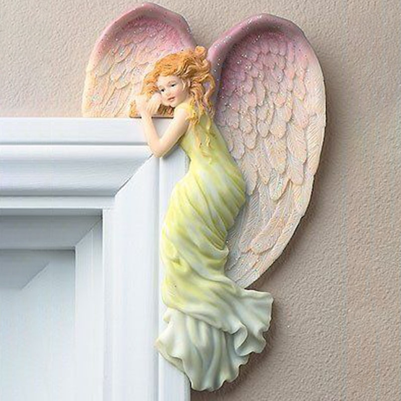 Egyszerű angyaldísz szív alakú szárnyakkal Retro műgyanta kézműves otthoni nappali hálószoba dekoráció TS2 figurák miniatűr