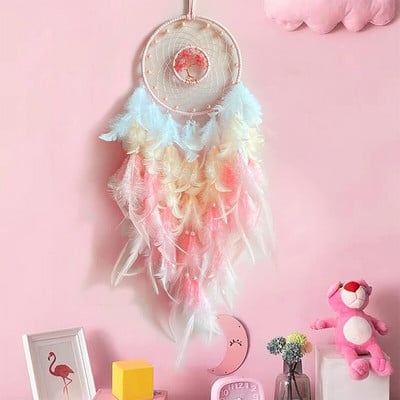 Dream Catcher Wind Chimes Home Craft Dreamcatcher Στολίδι Κρεμαστό Δώρο Boho Διακόσμηση Υπνοδωματίου Χειροποίητο Feather Tree Of Life