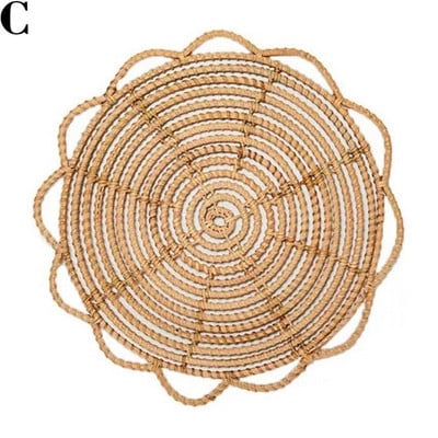 Ins Õlgrotangist seinakaunistused Kootud seinakorv Rotangist kootud seinarippumismatt Käsitsi kootud ümmargune rotangist käsitöö Kodukaunistuse ornament