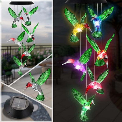 Νέα Solar Wind Chimes Φωτιστικό Led με αλλαγή χρώματος Solar Hummingbird Chimes Κρεμαστό φωτιστικό Αδιάβροχο Wind Chimes Φώτα Διακόσμηση σπιτιού