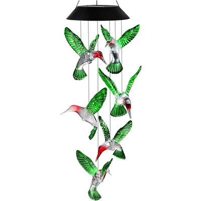 Új napelemes szélcsengő, színváltoztató LED lámpa napelemes kolibri harangjáték függőlámpa vízálló szélcsengő lámpák lakberendezés
