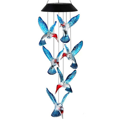 Új napelemes szélcsengő, színváltoztató LED lámpa napelemes kolibri harangjáték függőlámpa vízálló szélcsengő lámpák lakberendezés