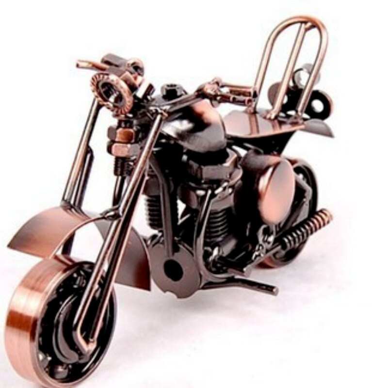 Motorkerékpár modell Retro motor figura fém dekoráció kézzel készített vas motoros kellékek vintage lakberendezési gyerekjáték