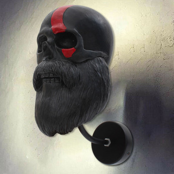 Κράνος μοτοσικλέτας Skull with Beard-Helmet Rack, Μοτοσικλέτα Skull Helmet Holder Διακόσμηση σπιτιού Διακόσμηση σαλονιού