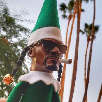 Snoop On A Stoop Χριστουγεννιάτικη κούκλα Ξωτικό Μαύρη κούκλα τσόχα Επιτραπέζια έπιπλα σπιτιού Χριστουγεννιάτικη κούκλα Ρητίνη κούκλα Δώρο