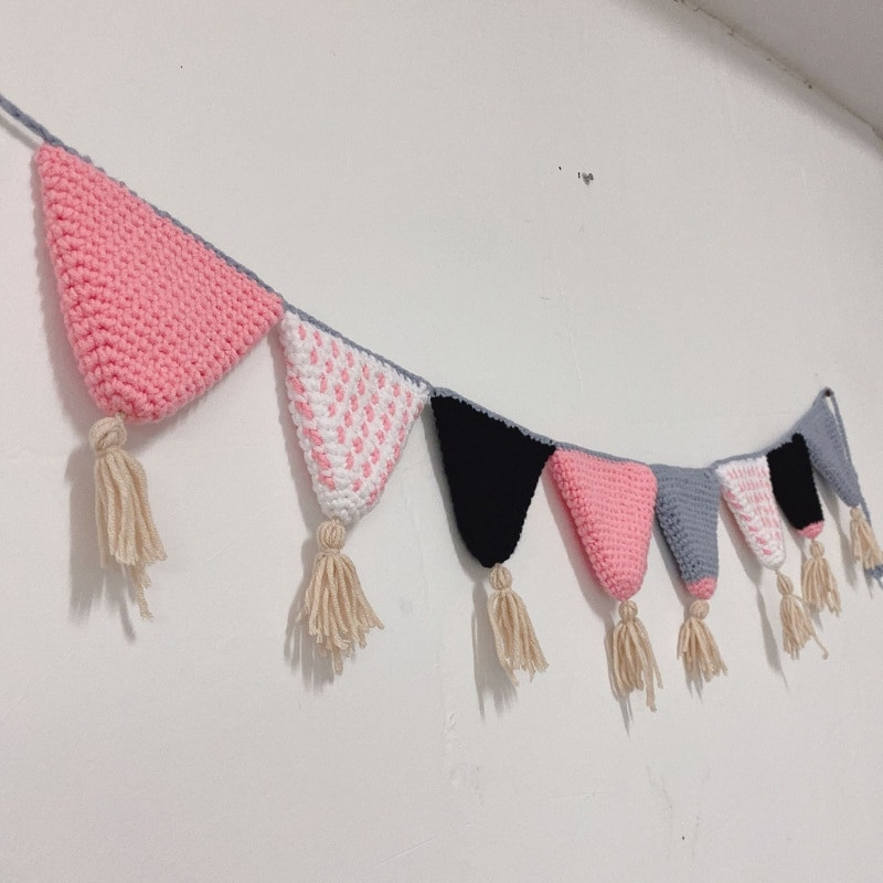 Šiaurės šalių rankomis austos girliandos vakarėlio reklamjuostė palapinės lovos kilimėlis kūdikių dušas, papuoštas vaikų kambario pakabinamas sienos dekoras