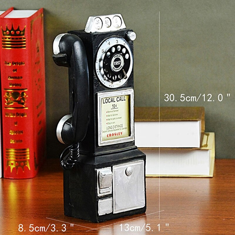 Decor acasă Model de telefon de epocă Agățat pe perete Artizanat Ornamente Mobilier de casă retro Figurine Telefon Decorare în miniatură Cadou