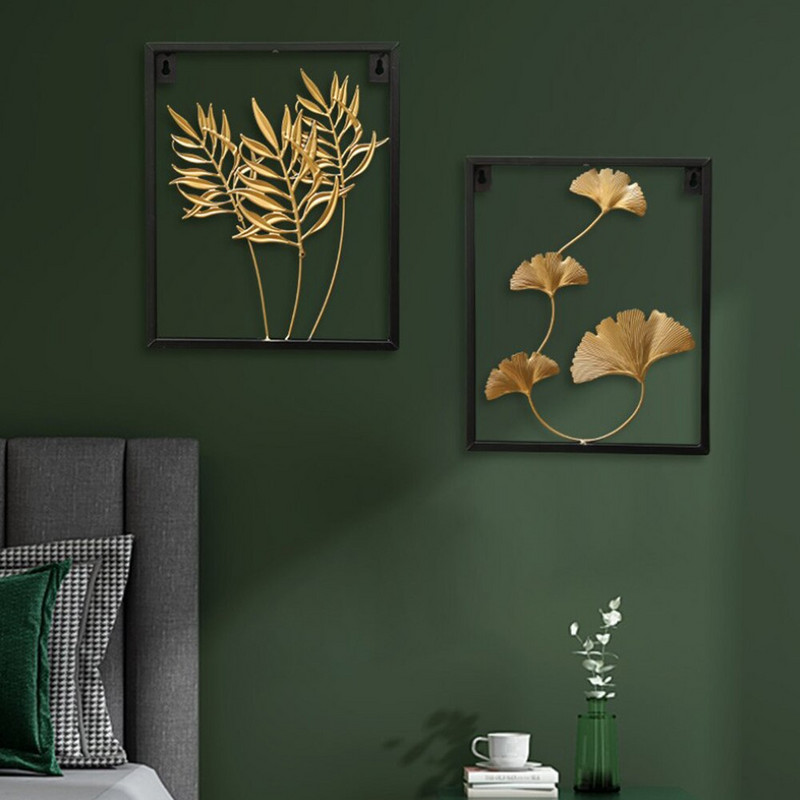 Új kínai kovácsoltvas levél fali dekoráció modern elegáns kreatív könnyű luxus fém otthoni TV háttér fali dekoráció medálok
