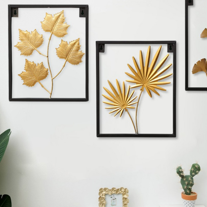 Új kínai kovácsoltvas levél fali dekoráció modern elegáns kreatív könnyű luxus fém otthoni TV háttér fali dekoráció medálok