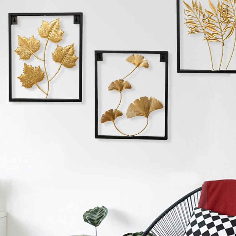 Új kínai kovácsoltvas levél fali dekoráció modern elegáns kreatív könnyű luxus fém otthoni TV háttér fali dekoráció medálok