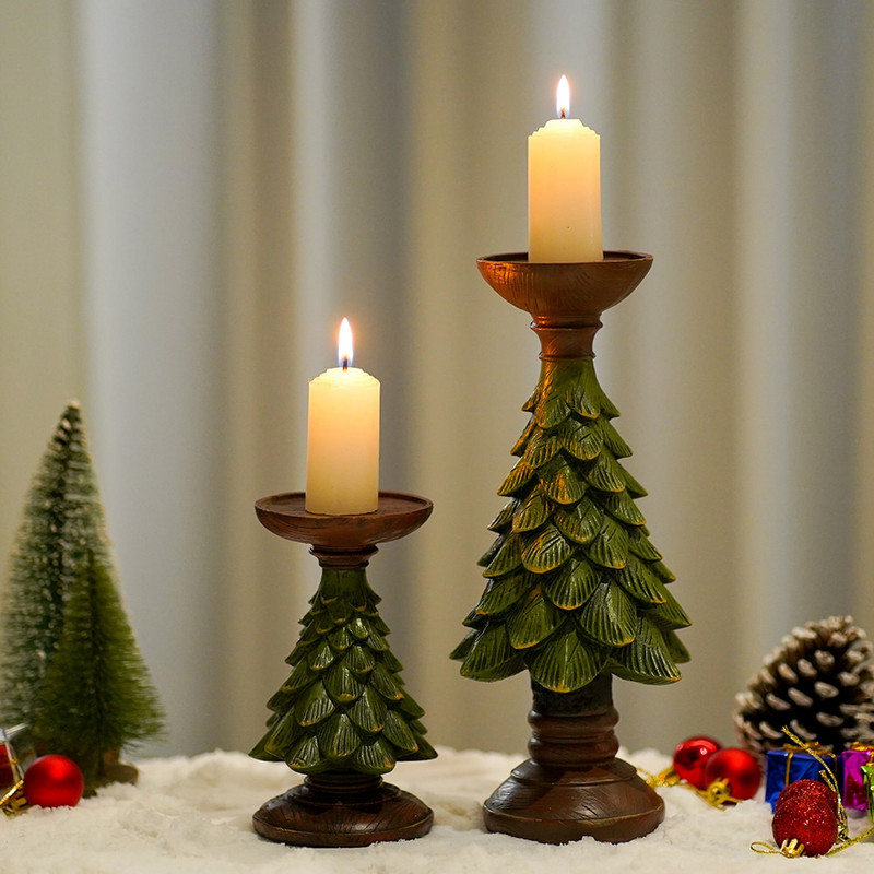NORTHEUINS gyanta karácsonyfa gyertyatartó figurák karácsonyi díszek gyertyatartó kézműves otthon belső nappali nappali dekoráció