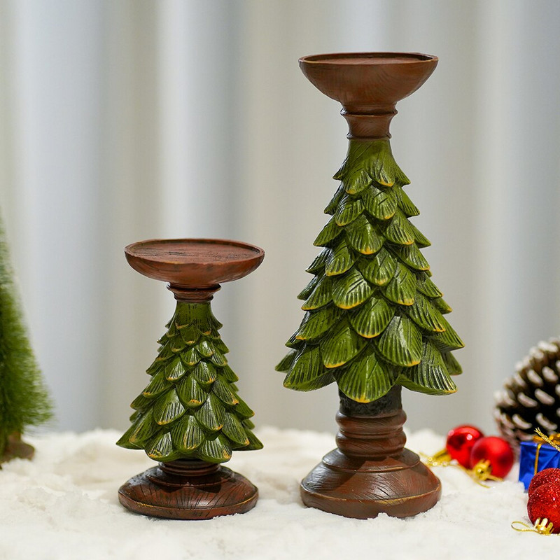 NORTHEUINS gyanta karácsonyfa gyertyatartó figurák karácsonyi díszek gyertyatartó kézműves otthon belső nappali nappali dekoráció