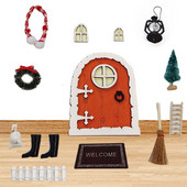 Tooth Fairy Door Kit Elf Door Garden Decor Μινιατούρα Πόρτας Fairy Αξεσουάρ κήπου με μίνι χριστουγεννιάτικο δέντρο