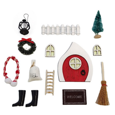 Tooth Fairy Door Kit Elf Door Garden Decor Μινιατούρα Πόρτας Fairy Αξεσουάρ κήπου με μίνι χριστουγεννιάτικο δέντρο