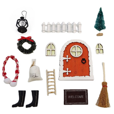 Tooth Fairy Door Kit Elf Door Garden Decor Μινιατούρα Πόρτας Fairy Αξεσουάρ κήπου με μίνι χριστουγεννιάτικο δέντρο