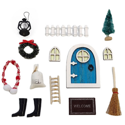 Tooth Fairy Door Kit Elf Door Garden Decor Μινιατούρα Πόρτας Fairy Αξεσουάρ κήπου με μίνι χριστουγεννιάτικο δέντρο