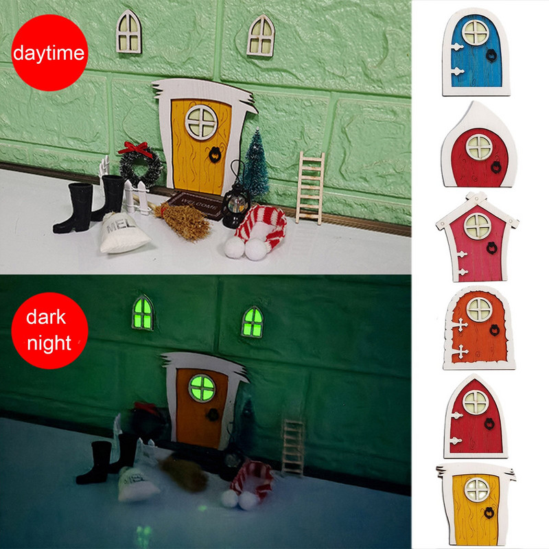Tooth Fairy Door Kit Elf Door Garden Decor Μινιατούρα Πόρτας Fairy Αξεσουάρ κήπου με μίνι χριστουγεννιάτικο δέντρο