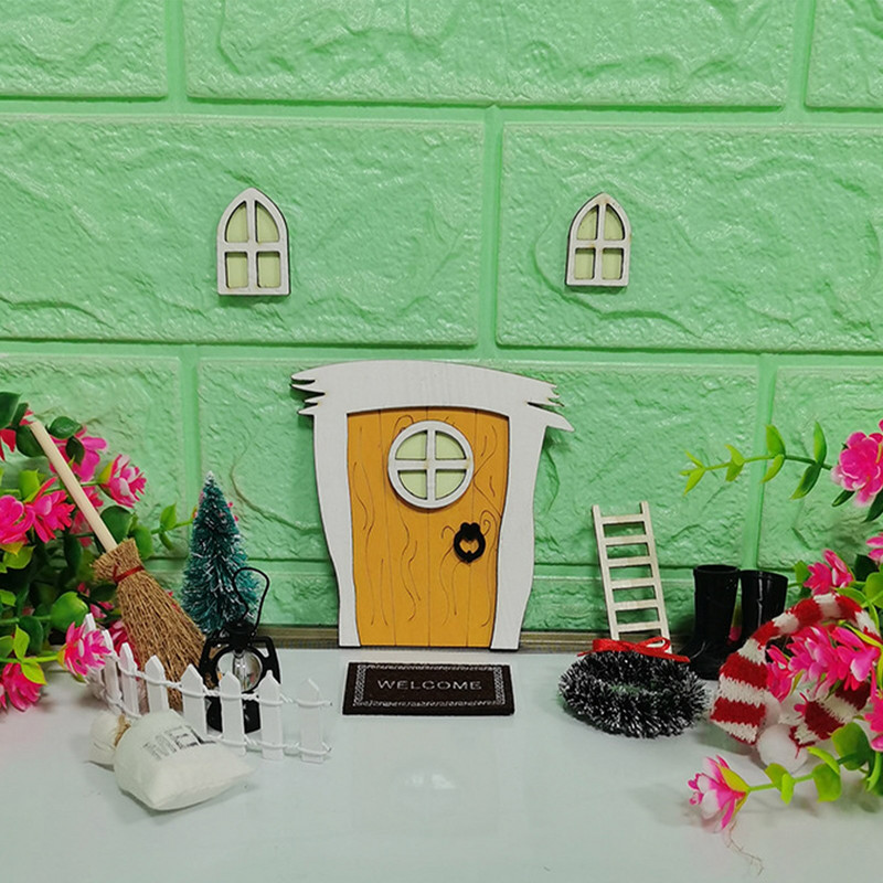 Tooth Fairy Door Kit Elf Door Garden Decor Μινιατούρα Πόρτας Fairy Αξεσουάρ κήπου με μίνι χριστουγεννιάτικο δέντρο
