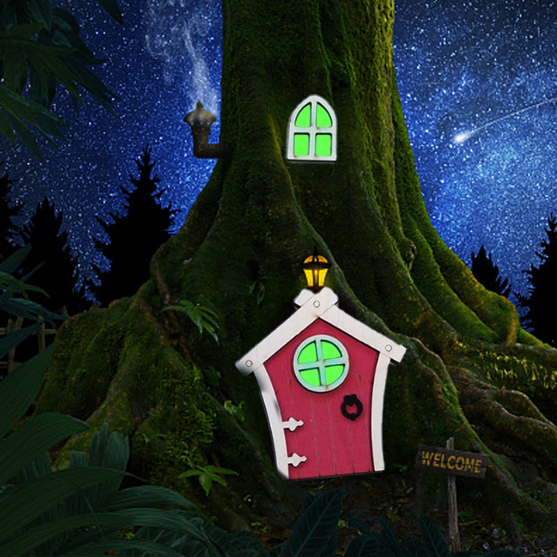 Tooth Fairy Door Kit Elf Door Garden Decor Μινιατούρα Πόρτας Fairy Αξεσουάρ κήπου με μίνι χριστουγεννιάτικο δέντρο