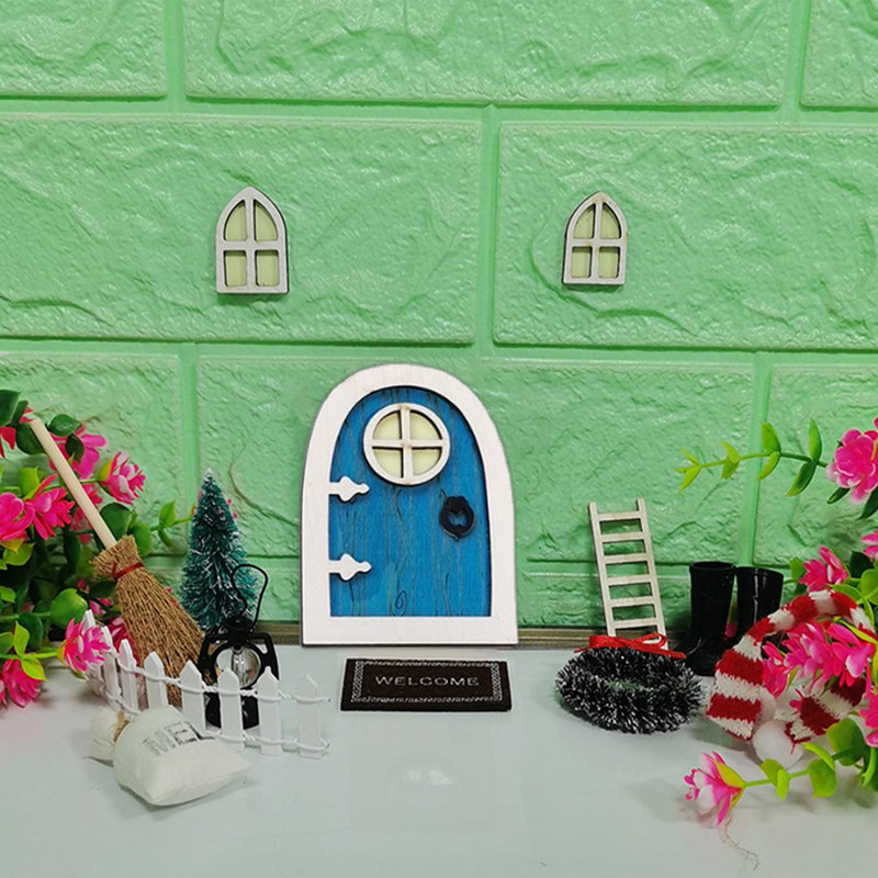 Tooth Fairy Door Kit Elf Door Garden Decor Μινιατούρα Πόρτας Fairy Αξεσουάρ κήπου με μίνι χριστουγεννιάτικο δέντρο