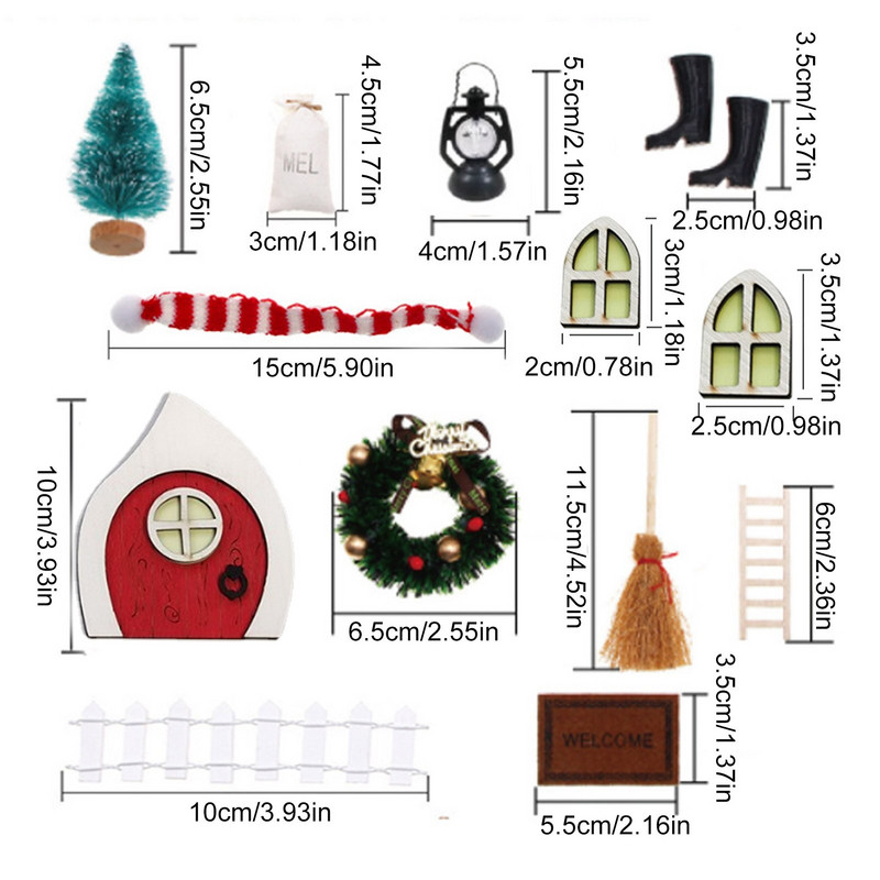 Tooth Fairy Door Kit Elf Door Garden Decor Μινιατούρα Πόρτας Fairy Αξεσουάρ κήπου με μίνι χριστουγεννιάτικο δέντρο