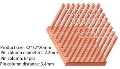 Mini nagy teljesítményű tűoszlop tiszta réz hűtőborda barkács hűtőborda radiátor hűtő hűtő CPU chip hőelvezetés