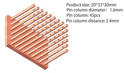 Mini nagy teljesítményű tűoszlop tiszta réz hűtőborda barkács hűtőborda radiátor hűtő hűtő CPU chip hőelvezetés