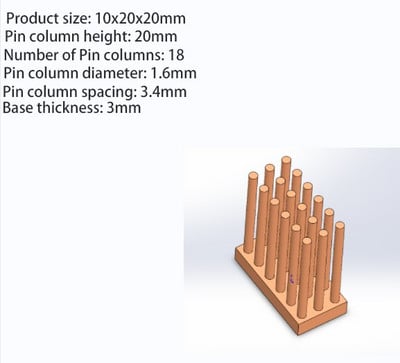 Mini nagy teljesítményű tűoszlop tiszta réz hűtőborda barkács hűtőborda radiátor hűtő hűtő CPU chip hőelvezetés