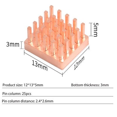 Mini nagy teljesítményű tűoszlop tiszta réz hűtőborda barkács hűtőborda radiátor hűtő hűtő CPU chip hőelvezetés