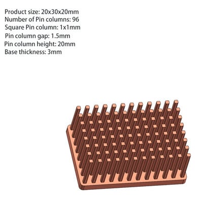 Mini nagy teljesítményű tűoszlop tiszta réz hűtőborda barkács hűtőborda radiátor hűtő hűtő CPU chip hőelvezetés