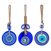 H&D Glass Turkish Blue Evil Eye Medál Lucky Amulett falra akasztható Talisman Boho Otthoni Irodai Dekoráció Védelem Ajándék Autós Varázslatok