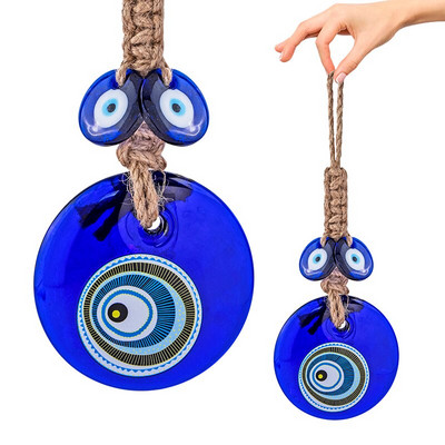 H&D Glass Turkish Blue Evil Eye Medál Lucky Amulett falra akasztható Talisman Boho Otthoni Irodai Dekoráció Védelem Ajándék Autós Varázslatok
